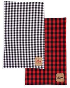 Ποτηρόπανα Christmas Check (Σετ 2τμχ) Black - Red Nef-Nef