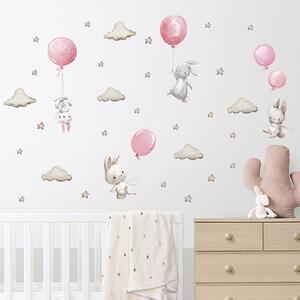 Παιδικά Αυτοκόλλητα Τοίχου Sipo Bunny Balloons Pink SIP-WS63028