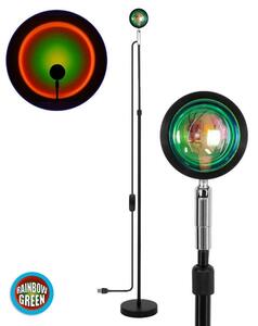 Φωτιστικό Δαπέδου Rainbow Green 00821 12W Led Με Projector Lens Εφέ & USB 94cm Silver-Black GloboStar