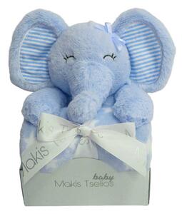 Κουβέρτα Fleece Αγκαλιάς (80x110) + Λούτρινο Makis Tselios Elephant Blue