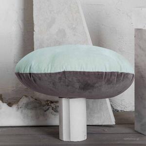 Βελουτέ Διακοσμητικό Μαξιλάρι 2 Όψεων (Φ45) Nima Pillows Velvety GREY/MINT