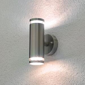 Lindby LED εξωτερικός φωτισμός τοίχου Tiberius, ανοξείδωτο ατσάλι, up/down, IP44, Μεταλλικό, Ανοξείδωτος χάλυβας, σύγχρονο