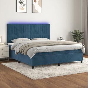 VidaXL Κρεβάτι Boxspring με Στρώμα & LED Σκ. Μπλε 160x200εκ. Βελούδινο