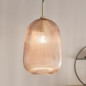 Luce Ambiente Design Κρεμαστό φωτιστικό DUKE, χρώμα κεχριμπαριού, Ø 21 cm, γυαλί, ρυθμιζόμενος, Καφέ / Σκουριάς, Σαλόνι / τραπεζαρία, Γυαλί