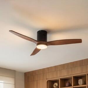Lucande Ανεμιστήρας οροφής LED Brinia, Ø 132 cm, ξύλο, CCT, Ξύλου, Σαλόνι / τραπεζαρία, Ξύλο, Σκανδιναβικό
