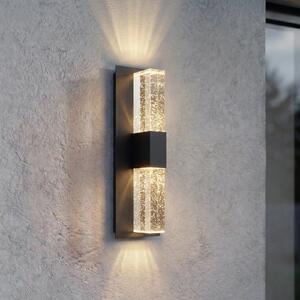 Lucande Εξωτερικός φωτιστικός τοίχου LED Velune, ανθρακί/διαφανής, 46 εκ., CCT, Μαύρο, Αλουμίνιο, σύγχρονο