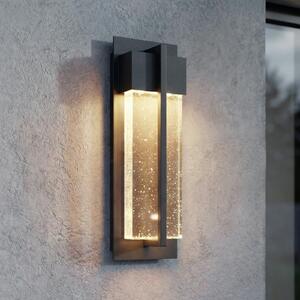 Lucande Εξωτερικός φωτιστικός τοίχου LED Velune, ανθρακί/διαφανής, 35 εκ., CCT, Μαύρο, Αλουμίνιο, σύγχρονο