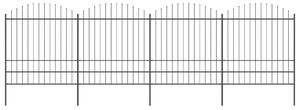 VidaXL Κάγκελα Περίφραξης με Λόγχες Μαύρα (1,75-2) x 6,8 μ. Ατσάλινα