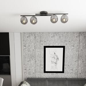 EMIBIG LIGHTING Φωτιστικό οροφής Kairo, μαύρο/καπνιστό γκρι, μέταλλο, 4 φώτα., ρυθμιζόμενος, Μαύρο, Σαλόνι / τραπεζαρία, Μέταλλο, σύγχρονο