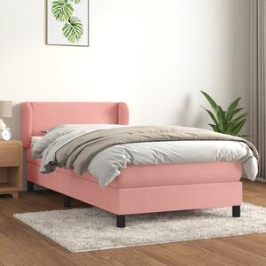 VidaXL Κρεβάτι Boxspring με Στρώμα Ροζ 80 x 200 εκ. Βελούδινο