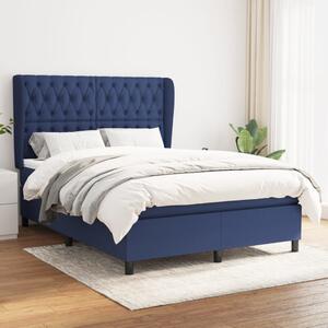 VidaXL Κρεβάτι Boxspring με Στρώμα Μπλε 140x190 εκ. Υφασμάτινο