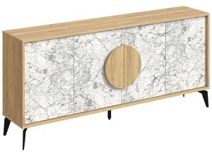 Μπουφές Gora 0214154 180x35,6x82cm Marble Effect White-Natural