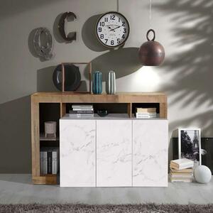 Μπουφές Tunusia 05-0641 146x42x93cm Marble Effect White-Oak