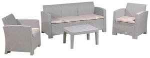 Set SAVANNA K/D (Τραπ+3-θέσ+2Πολ) Sand Grey (Μαξιλ.Μπεζ) Table+Sofa 3Seater+2 Armchairs