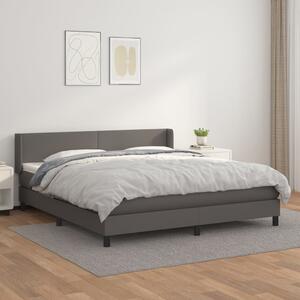 VidaXL Κρεβάτι Boxspring με Στρώμα Γκρι 160x200εκ. από Συνθετικό Δέρμα