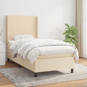 VidaXL Κρεβάτι Boxspring με Στρώμα Κρεμ 100 x 200 εκ. Υφασμάτινο