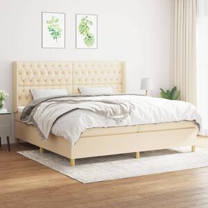 VidaXL Κρεβάτι Boxspring με Στρώμα Κρεμ 200x200 εκ. Υφασμάτινο