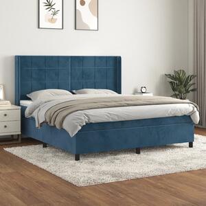 VidaXL Κρεβάτι Boxspring με Στρώμα Σκούρο Μπλε 180x200 εκ. Βελούδινο