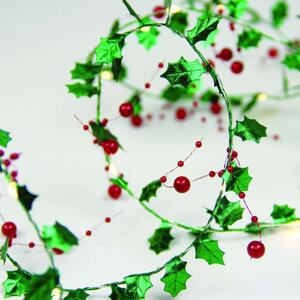 Χριστουγεννιάτικα Λαμπάκια Σειρά Mistletoe Berries Garland 20 Led X05201121 180+30cm 1,8W Με Μπαταρίες Green-Red Aca