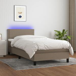 VidaXL Κρεβάτι Boxspring με Στρώμα & LED Taupe 80x200 εκ. Υφασμάτινο