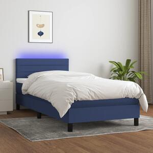 VidaXL Κρεβάτι Boxspring με Στρώμα & LED Μπλε 80x200 εκ. Υφασμάτινο