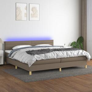 VidaXL Κρεβάτι Boxspring με Στρώμα & LED Taupe 200x200 εκ. Υφασμάτινο