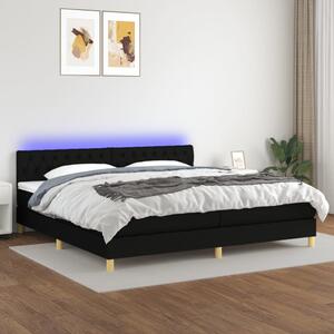 VidaXL Κρεβάτι Boxspring με Στρώμα & LED Μαύρο 200x200 εκ. Υφασμάτινο