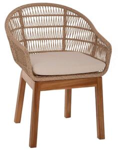 Πολυθρόνα Amora HM9567 64x60x87cm Polyrattan Teak Πόδια Natural-Beige