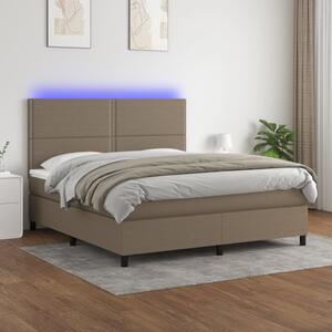 VidaXL Κρεβάτι Boxspring με Στρώμα & LED Taupe 160x200 εκ. Υφασμάτινο