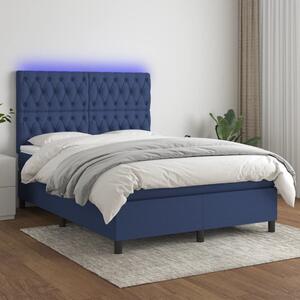 VidaXL Κρεβάτι Boxspring με Στρώμα & LED Μπλε 140x190 εκ. Υφασμάτινο