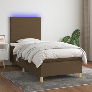 VidaXL Κρεβάτι Boxspring με Στρώμα & LED Σκ.Καφέ 100x200 εκ Υφασμάτινο