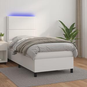 VidaXL Κρεβάτι Boxspring με Στρώμα & LED Λευκό 80x200 εκ. Συνθ. Δέρμα