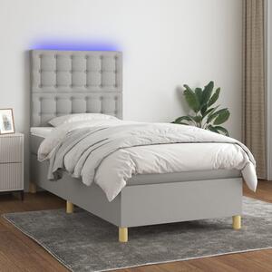 VidaXL Κρεβάτι Boxspring με Στρώμα & LED Αν.Γκρι 80x200 εκ. Υφασμάτινο