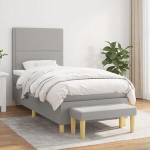 VidaXL Κρεβάτι Boxspring με Στρώμα Ανοιχτό Γκρι 100x200 εκ. Υφασμάτινο