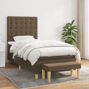 VidaXL Κρεβάτι Boxspring με Στρώμα Σκούρο Καφέ 100x200 εκ. Υφασμάτινο