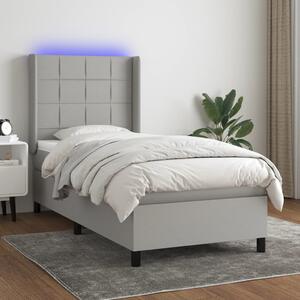 VidaXL Κρεβάτι Boxspring με Στρώμα & LED Αν.Γκρι 80x200 εκ. Υφασμάτινο