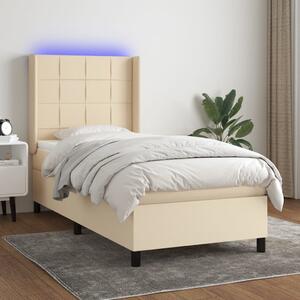 VidaXL Κρεβάτι Boxspring με Στρώμα & LED Κρεμ 80x200 εκ. Υφασμάτινο