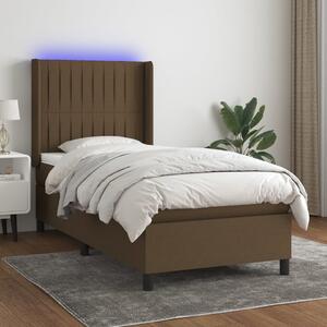 VidaXL Κρεβάτι Boxspring με Στρώμα & LED Σκ.Καφέ 80x200 εκ. Υφασμάτινο