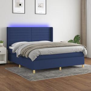 VidaXL Κρεβάτι Boxspring με Στρώμα & LED Μπλε 160x200 εκ. Υφασμάτινο