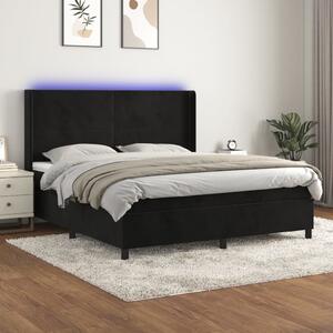 VidaXL Κρεβάτι Boxspring με Στρώμα & LED Μαύρο 180x200 εκ. Βελούδινο