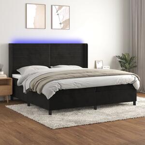 VidaXL Κρεβάτι Boxspring με Στρώμα & LED Μαύρο 200x200 εκ. Βελούδινο