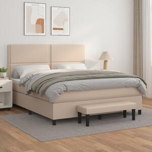 VidaXL Κρεβάτι Boxspring με Στρώμα Καπουτσίνο 160x200εκ.από Συνθ.Δέρμα