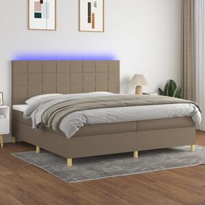 VidaXL Κρεβάτι Boxspring με Στρώμα & LED Taupe 200x200 εκ. Υφασμάτινο