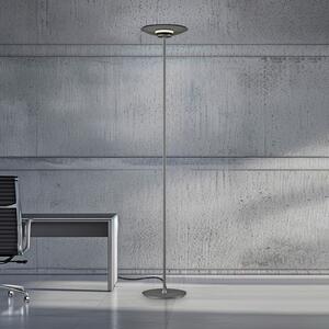 PURE Φωτιστικό δαπέδου LED Moon, πλατίνα, καπνιστό γυαλί, 180 cm, ρυθμιζόμενος, Γκρι, υπνοδωμάτιο, Αλουμίνιο, σύγχρονο