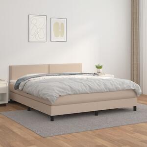 VidaXL Κρεβάτι Boxspring με Στρώμα Καπουτσίνο 160x200εκ.από Συνθ.Δέρμα