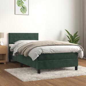 VidaXL Κρεβάτι Boxspring με Στρώμα Σκούρο Πράσινο 80x200 εκ. Βελούδινο