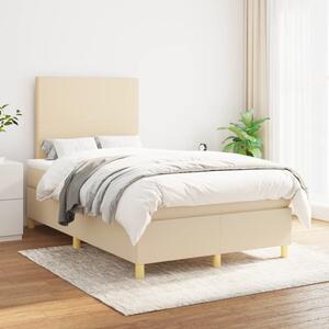 VidaXL Κρεβάτι Boxspring με Στρώμα Κρεμ 120x200 εκ. Υφασμάτινο