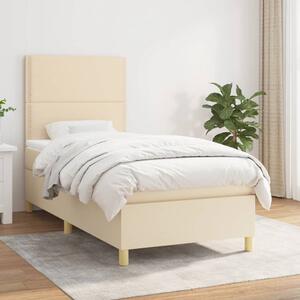 VidaXL Κρεβάτι Boxspring με Στρώμα Κρεμ 90x190 εκ.Υφασμάτινο