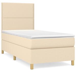 VidaXL Κρεβάτι Boxspring με Στρώμα Κρεμ 80 x 200 εκ. Υφασμάτινο