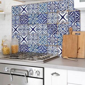 Πάνελ Αλουμινίου Εστίας Κουζίνας Blue Azulejos XL 86607 84x60cm Brown-Beige Ango